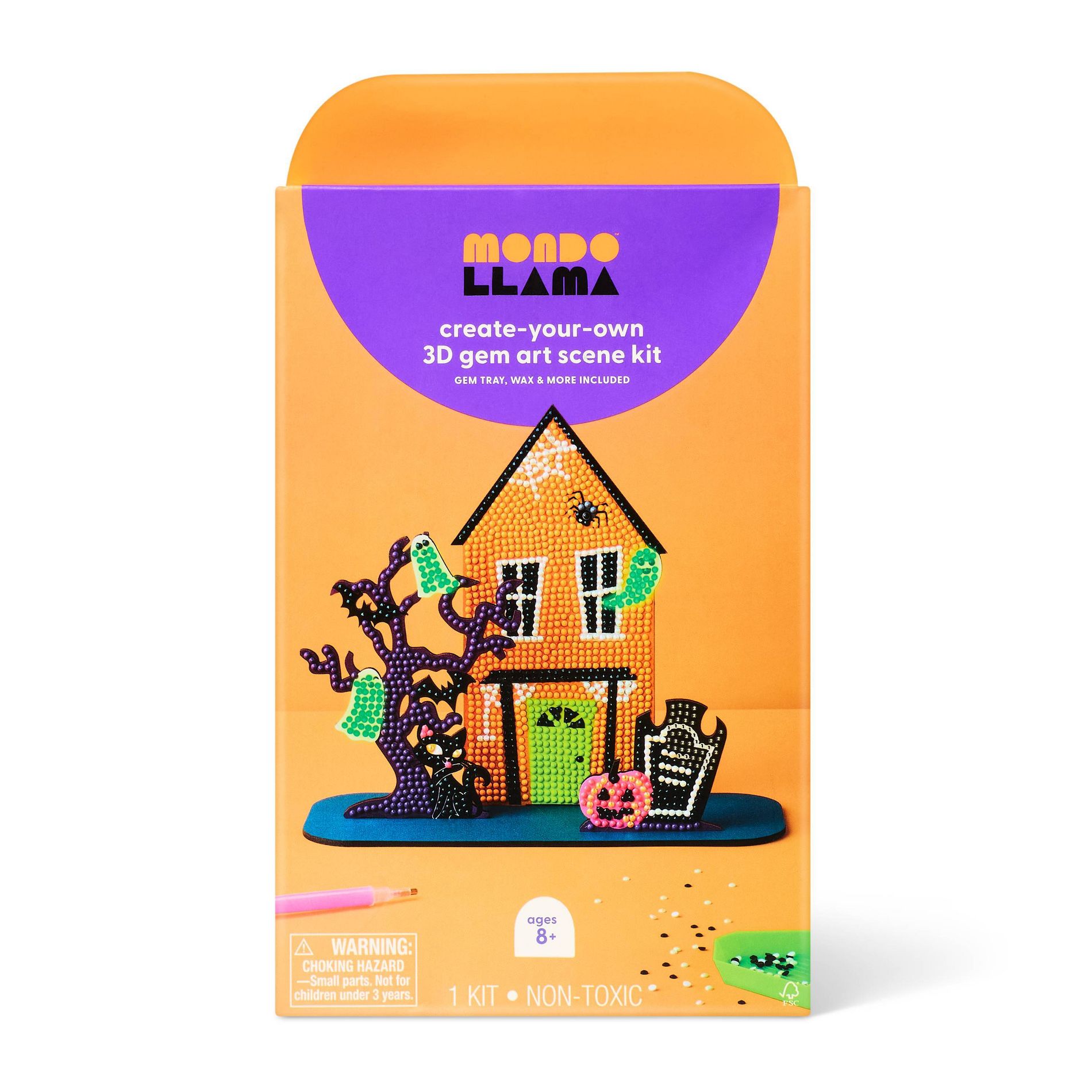 Halloween Craft 3D Gem Art Haunted House Activity DIY Art Kit - Mondo Llama™