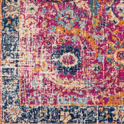 Reversible Blue Synthetic Easy Care Stain-Resistant Runner Rug