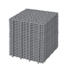 Dolonm 12"x12" Gray Interlocking Plastic Deck Tiles – Pebble Pattern, Waterproof & Anti-Slip for Patio, Balcony, Pool - 1 of 4