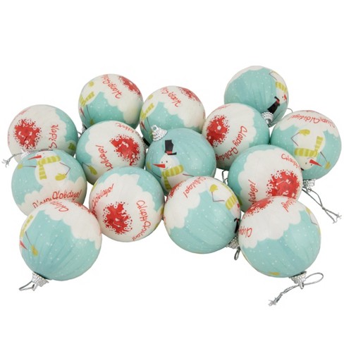 Northlight 14-Piece Snowmen 'Happy Holidays' Decoupage Christmas Ball Ornament Set, 2.25"(60mm) - image 1 of 4