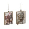 Transpac Glass Painted Barn Scene Ornament Set of 2 Christmas Home Decorations - 2 of 3