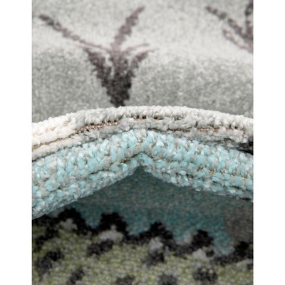 Gray Oval Kids Jungle Animals Stain-Resistant Rug