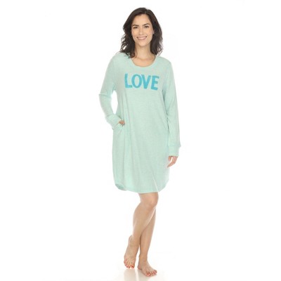 White Mark Women's Long Sleeve Sleep Shirt