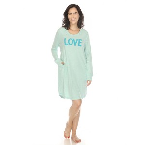 White Mark Women's Long Sleeve Sleep Shirt - 1 of 4