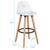 Costway Set of 2 Mid Century Barstool 28.5" Dining Pub Chair w/Leather Padded Seat White - 2 of 4