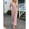 Whizmax Women's Summer Smocked Jumpsuits Casual Square Neck Short Sleeve High Waist Wide Leg Rompers with Pockets - 2 of 4