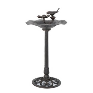 Dexmalle Outdoor Aluminum and Iron Top Bird Bath with Iron Base, Bronze - 1 of 4