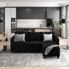 L-Shape Sectional Sofa - 4-seater with storage ottoman & soft velveteen fabric. High-support sponges for apartment living. - 3 of 4