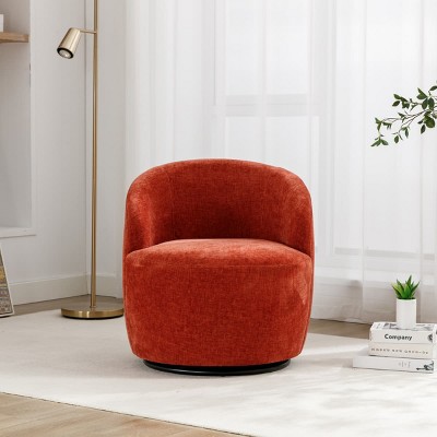 Chenille Swivel Accent Chair Barrel Accent Chair Armchair With Powder Coating Metal Ring-Tanpinhause