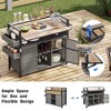ORRD 52.8'' Wicker Outdoor Grill Cart with Wood-Look Tabletop and Storage, Rolling Kitchen Island, Grey - 4 of 4