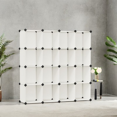 Cube Storage Organizer, Set of 16 Plastic Cubes, Cube Shelf, Book Shelf, Closet Organizers and Storage, Room Organization, 12.2 x 48.4 x 48.4 Inches