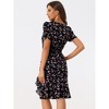 Allegra K Women's Round Neck Ruched Ruffle Hem Floral Fishtail Dress - image 4 of 4