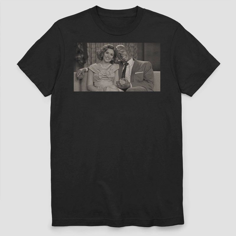 Men's Marvel Wandavision Couch Couple Short Sleeve Graphic Crewneck T-Shirt - Black, 1 of 3
