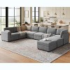 L-Shaped Modular Sectional Sofa, Oversized 9 Seat Couch with 2 Storage Ottoman, 2 Pillows, Modern Deep Seat Comfy Couch, Chenille Sleeper Sofa - 4 of 4