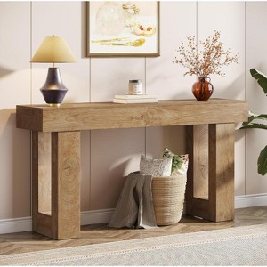 63-inch Wooden Entryway Table, Farmhouse Entry Table, Hallway, Living Room Natural Wood Finish - 1 of 1