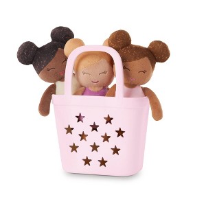 LullaBaby Bathtime Set with 3 Plush Bath Dolls in Pink Basket : Target