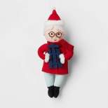 Santa Wearing Glasses Holding Sled Fabric Christmas Tree Ornament - Wondershop™