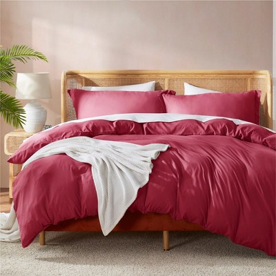 Nestl Soft Double Brushed Duvet Cover Set, 3 Piece Queen Size Duvet ...