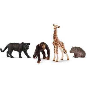 TEMI 4-Piece Safari Animal Figurines Set with Lion, Zebra, Monkey and Elephant, Realistic Wildlife Toys for Ages 3+ - 1 of 4