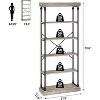 Homhougo 6 Tier Bookshelf Industrial Bookcase Wood Tall Standing Bookshelves Wood Vintage Display Rack Rustic Bookshelf, Gray - 2 of 4