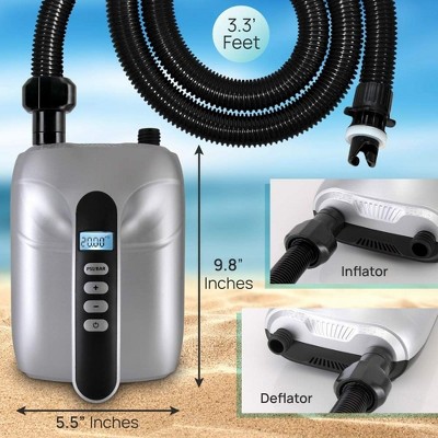 Compact Silver & Black Electric Air Pump with LCD Screen