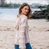 Women's Pastel Striped Hooded Pullover Kangaroo Pocket Hoodie Sweater - Cupshe - 3 of 4