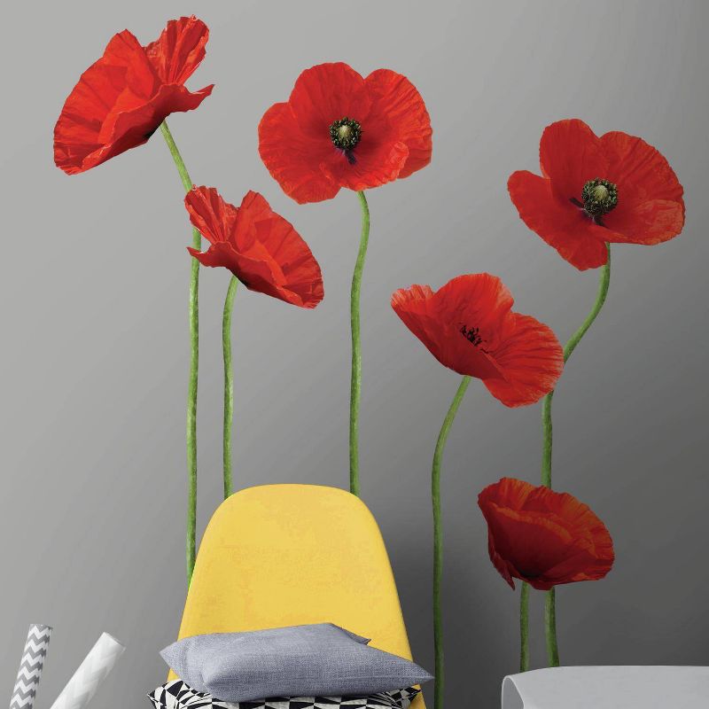 Poppies at Play Peel and Stick Giant Wall Decals Red - ROOMMATES, 3 of 11