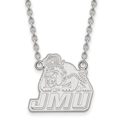 Black Bow Jewelry 14k White Gold James Madison Dukes NCAA Necklace 18 Inch
