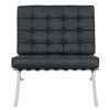 LeisureMod Bellefonte Pavilion Chair - Stainless Steel Frame Accent Chair, Italian Leather Cushions for Living Rooms, Offices, and Lounges - 2 of 4