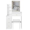 CAVINAS Vanity Desk with Mirror Compact Makeup Table with Stool, Multi-Layer Storage - 2 of 4