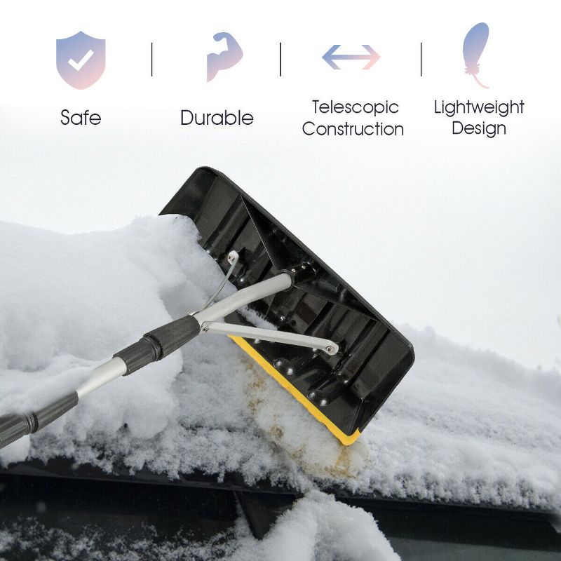 Costway 21FT Telescoping Snow Roof Rake Large Poly Blade Aluminum Tube Non-Slip Handle, 4 of 11