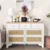 Dresser for Bedroom with 7 Drawers, 47.3'' Wide Wood Chest of Drawers with Natural Rattan Drawers - 4 of 4