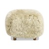 Jennifer Taylor Home Enchante 24.5" Mongolian Sheepskin Rectangular Accent Ottoman, Taupe Beige Genuine Fur - 3 of 4
