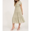August Sky Women's Collared V-Neck Flap Pockets Tiered Midi Dress - 3 of 4
