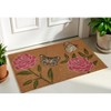HomeRoots 18" X 30" Beige and Pink Coir Floral Outdoor Door Mat - 2 of 4