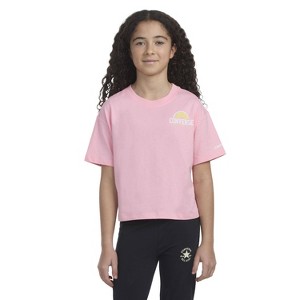 Converse® Girls' Short Sleeve Boxy T-Shirt - Pink - 1 of 3