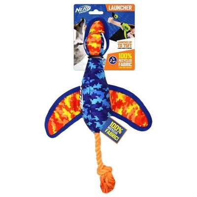 NERF Nylon Digital Camo Crinkle Wing Launching Duck Dog Toy - Orange/Blue - 16.5"