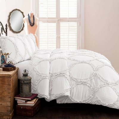 White King Microfiber Ruffled 3-Piece Comforter Set