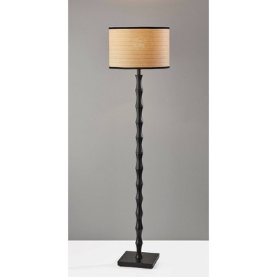 Berkeley 60" Black Metal Floor Lamp with Woven Paper Shade