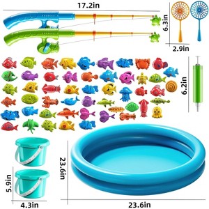 TEMI Magnet Fishing Game for Kids 4-8, Fish Toys for Kids 3-5, Bathtub Floating Fishing Pole, Water Table Pool with Rod Net - 1 of 2