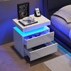 Streamdale Modern Nightstand with LED and 2 Drawers (White Stone) - 2 of 4