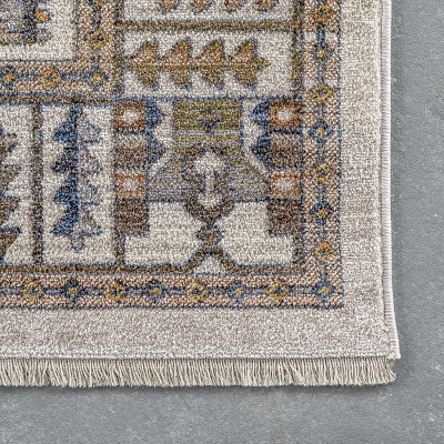 Southwest-Inspired Medallion Fringe Rug 3'x5' in Beige