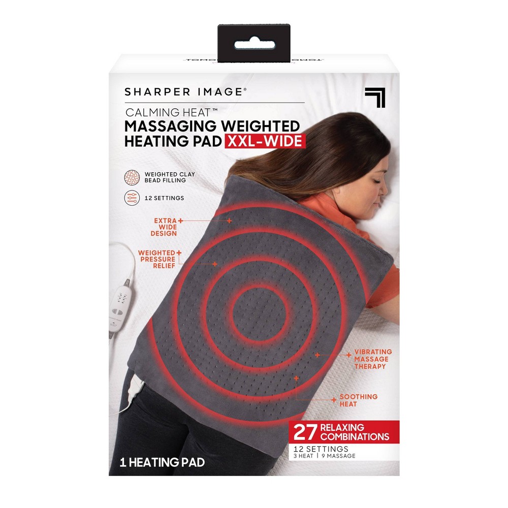 Sharper Image Calming Heat Massaging Weighted Electric Heating Pad - XXL Wide