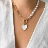Adornia 14k Gold Plated Pearl and Chain Heart Toggle Necklace - 3 of 4