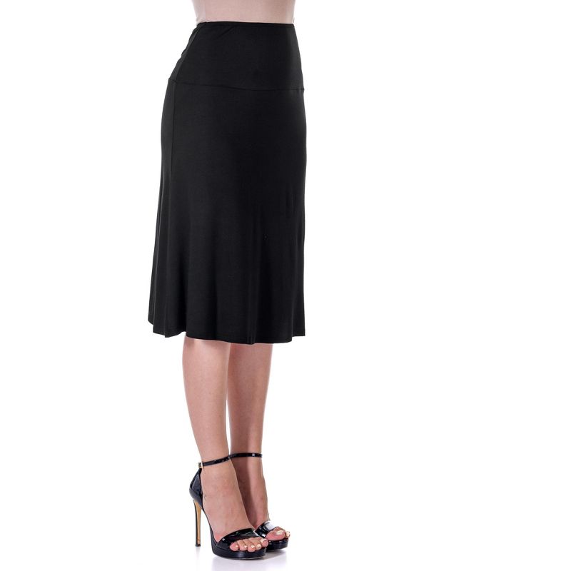 24seven Comfort Apparel A Line Elastic Waist Knee Length Skirt, 2 of 6