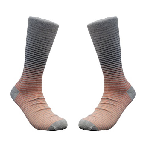 Gray to Orange Graduated Striped Pattern Dress Socks from the Sock Panda (Tween Sizes, Small) - image 1 of 3