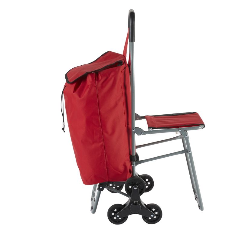 The Lakeside Collection 6-Wheel Shopping Cart with Seat - Interchangeable Chair and Cart with Wheels, 3 of 5