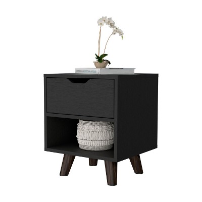 NicBex 15.74 inch Wide Nightstand with 1 Drawer,Modern Side Table with Four Legs and Open Shelf,Bedside Table for Bedroom,Living Room,White/Black