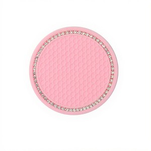 Anna-Kaci 2-Piece Round Rhinestone Car Cup Holder Coaster with Non-Slip Textured Surface - 1 of 4