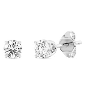 Gilded Lab-Grown Diamond 10KT White Gold & Yellow Gold Stud Earrings for Women, Round Cut, 1/5, 1/4, 1/3, 3/8, 1/2, 3/4, 1 Carat Total Weight - 1 of 4